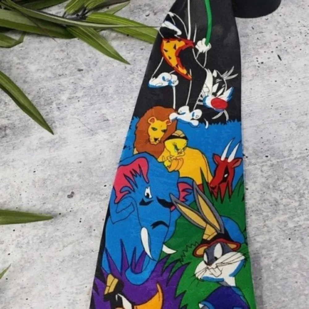 Vintage 1993 Looney Tunes | In The Wild Tie Bugs Bunny Taz Daffy Duck Tweety